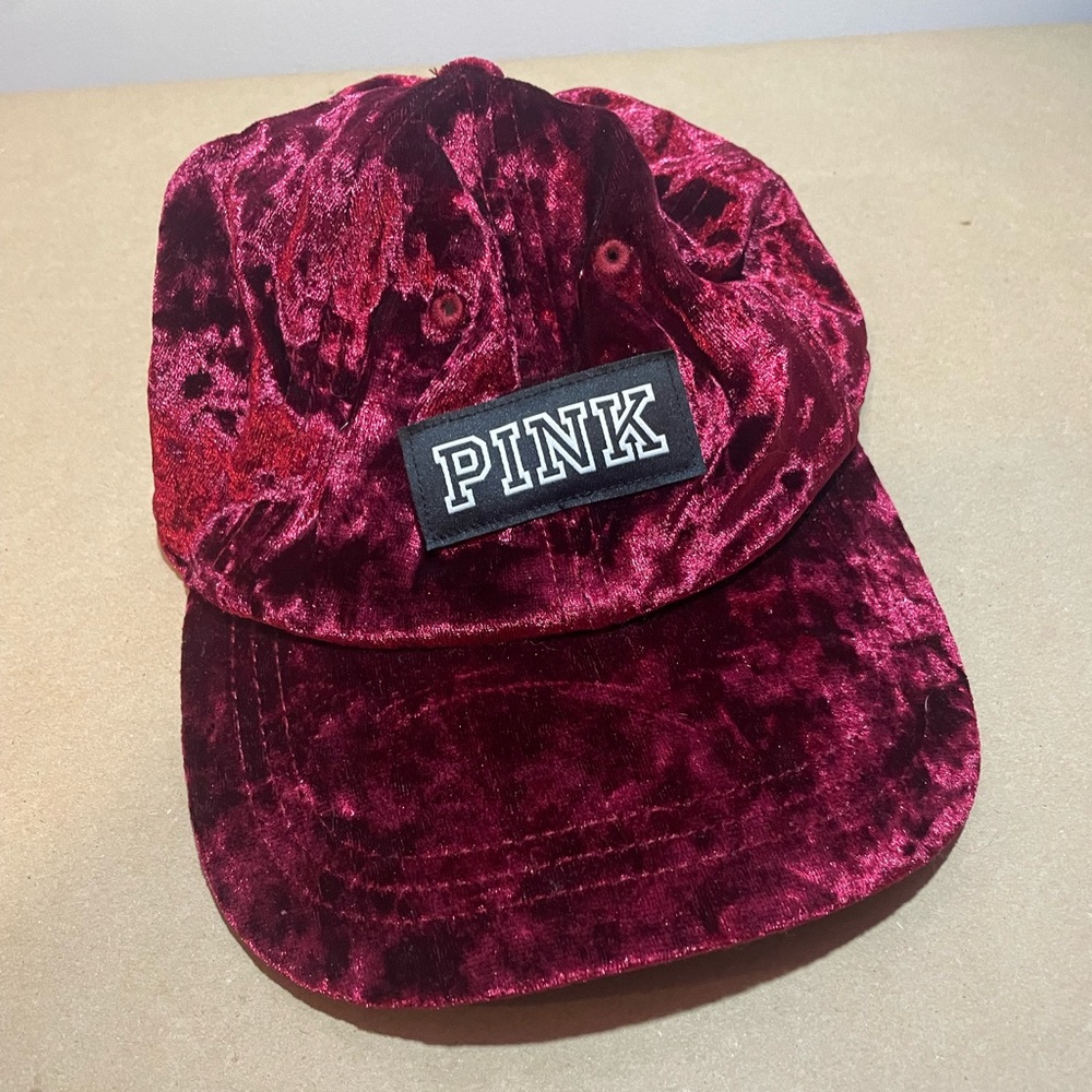 Pink Victorias Secret Burgendy Velvet Hat NWOT